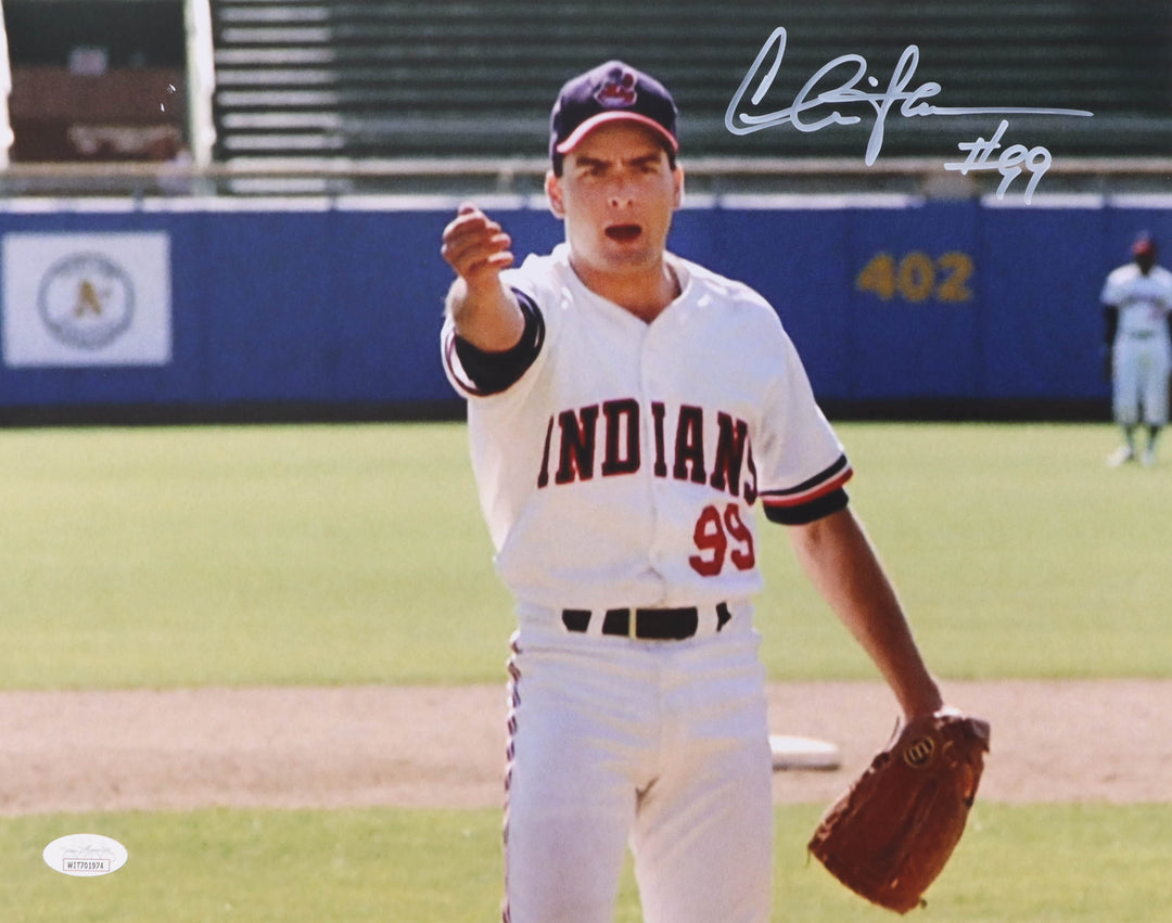 Charlie Sheen Signed "Major League" 11x14 Framed Photo Inscribed "#99" (JSA)