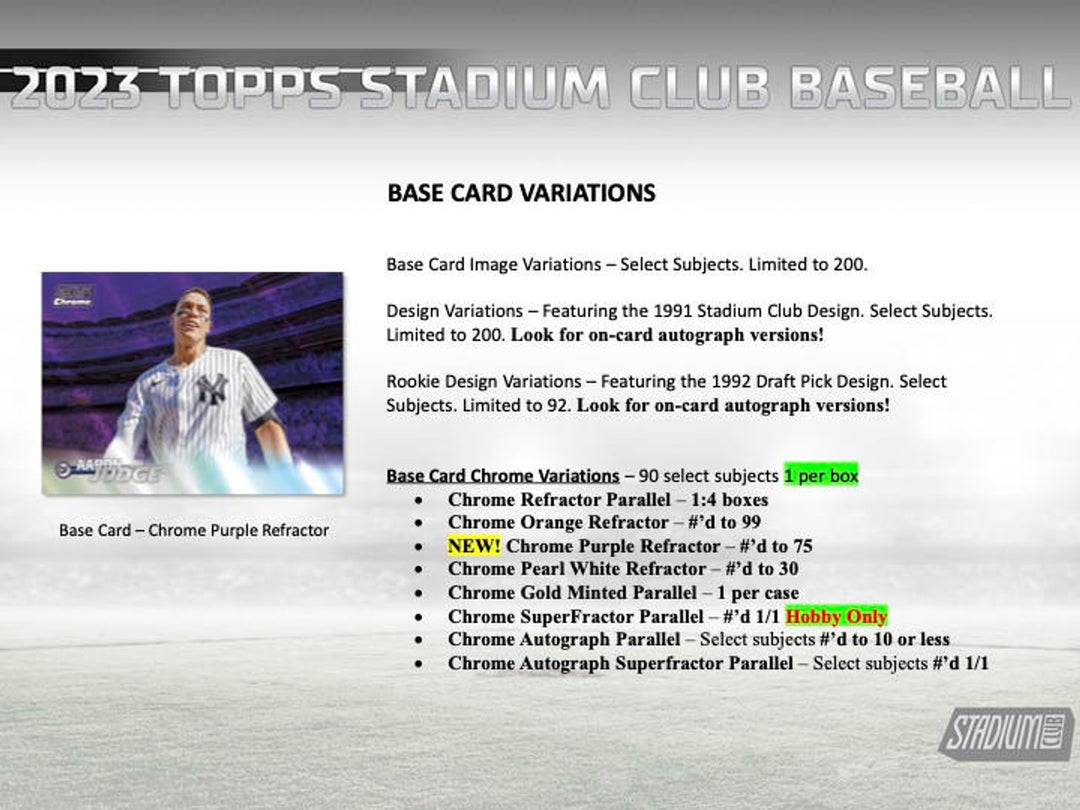 2023 Topps Stadium Club Baseball Hobby Box