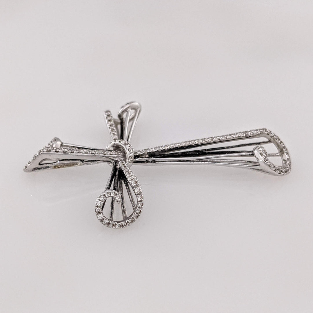 14K WHITE .61 CARAT TOTAL WEIGHT DIAMOND ROUND (123) WHIMSICAL ESTATE CROSS 3.6 GRAMS