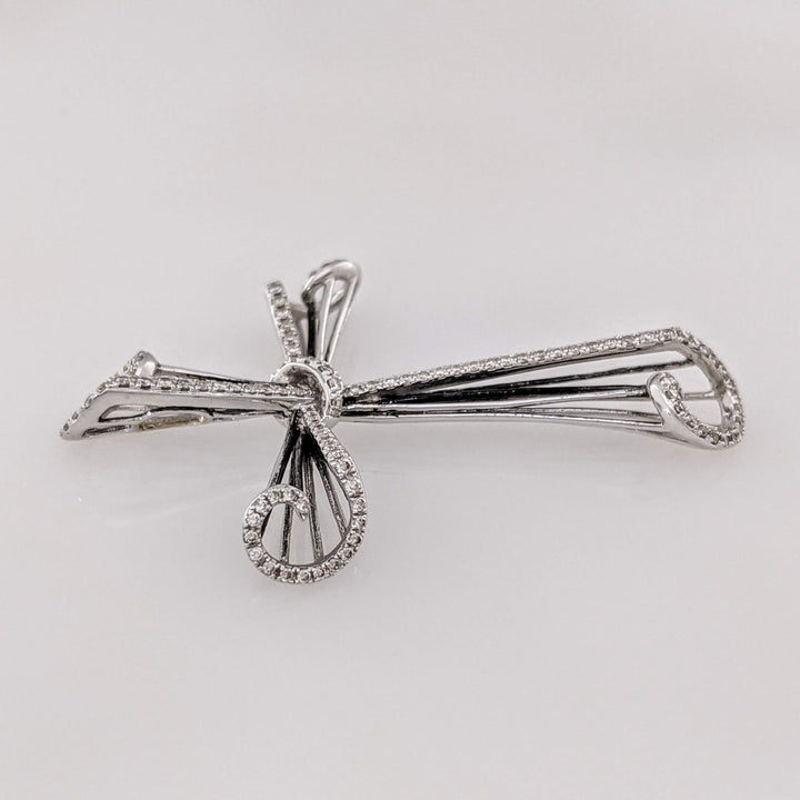 14K WHITE .61 CARAT TOTAL WEIGHT DIAMOND ROUND (123) WHIMSICAL ESTATE CROSS 3.6 GRAMS