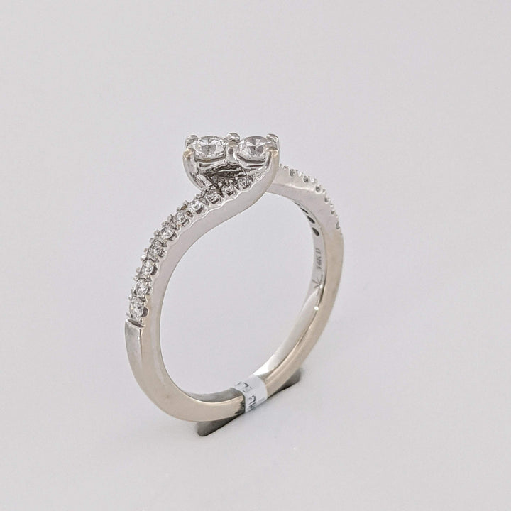 14K WHITE .53 CARAT TOTAL WEIGHT I1 I DIAMOND ROUND (22) BYPASS "EVER US" ESTATE RING 3.1 GRAMS