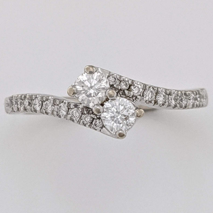 14K WHITE .53 CARAT TOTAL WEIGHT I1 I DIAMOND ROUND (22) BYPASS "EVER US" ESTATE RING 3.1 GRAMS