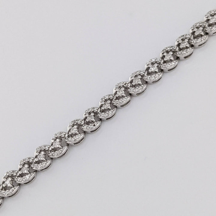 10K WHITE 2.00 CARAT TOTAL WEIGHT I1 I DIAMOND ROUND (343) ESTATE LINK BRACELET 7.1 GRAMS