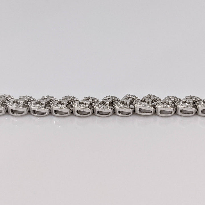 10K WHITE 2.00 CARAT TOTAL WEIGHT I1 I DIAMOND ROUND (343) ESTATE LINK BRACELET 7.1 GRAMS