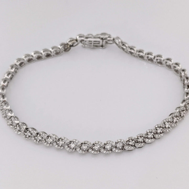 10K WHITE 2.00 CARAT TOTAL WEIGHT I1 I DIAMOND ROUND (343) ESTATE LINK BRACELET 7.1 GRAMS