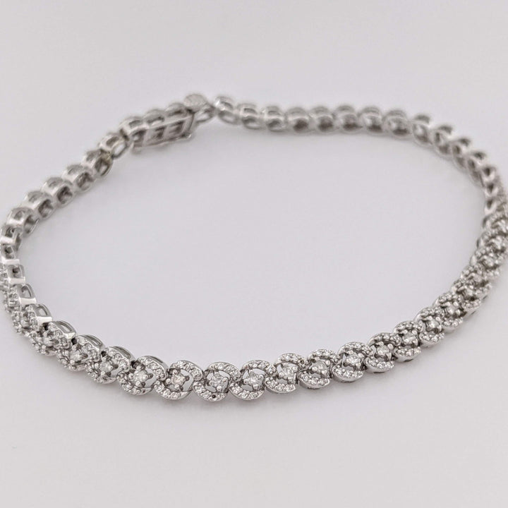10K WHITE 2.00 CARAT TOTAL WEIGHT I1 I DIAMOND ROUND (343) ESTATE LINK BRACELET 7.1 GRAMS