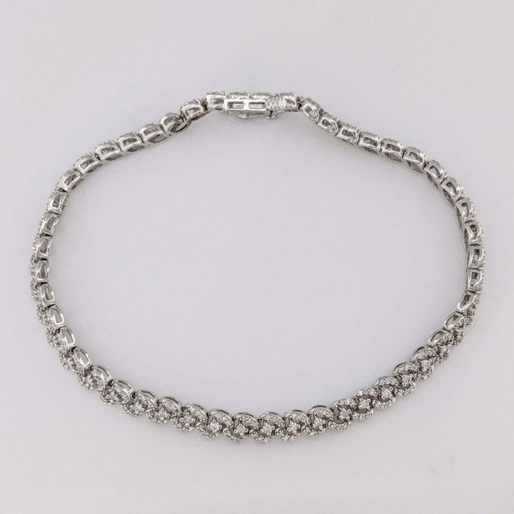 10K WHITE 2.00 CARAT TOTAL WEIGHT I1 I DIAMOND ROUND (343) ESTATE LINK BRACELET 7.1 GRAMS