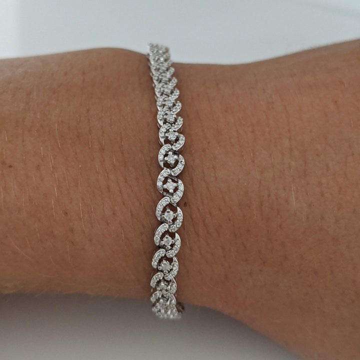 10K WHITE 2.00 CARAT TOTAL WEIGHT I1 I DIAMOND ROUND (343) ESTATE LINK BRACELET 7.1 GRAMS