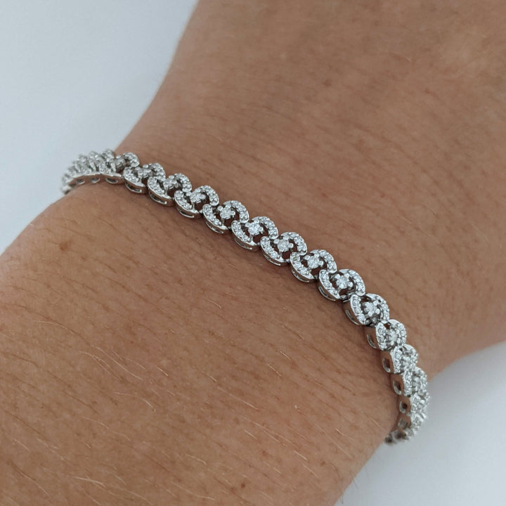 10K WHITE 2.00 CARAT TOTAL WEIGHT I1 I DIAMOND ROUND (343) ESTATE LINK BRACELET 7.1 GRAMS