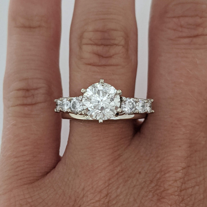 14K WHITE 2.28 CARAT TOTAL WEIGHT I1 I DIAMOND ROUND (7) ESTATE RING/ WRAP SET 5.9 GRAMS