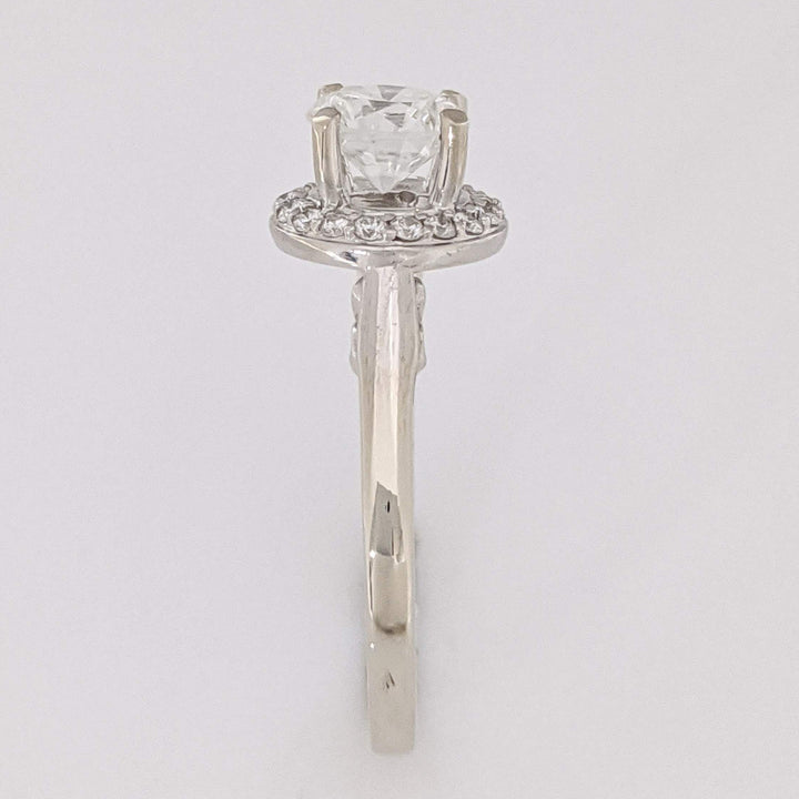 14K WHITE 1.40 CARAT TOTAL WEIGHT VS2 H DIAMOND ROUND (19) ESTATE HALO RING 4.3 GRAMS