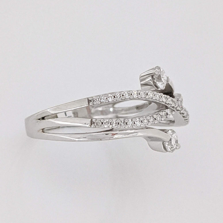 10K WHITE .37 CARAT TOTAL WEIGHT I1 I DIAMOND ROUND (49) BYPASS ESTATE RING 3.3 GRAMS