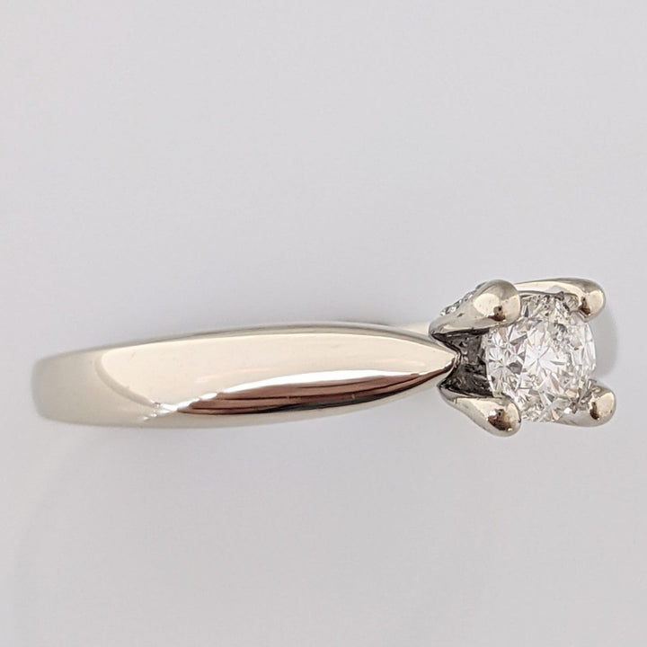 14K WHITE .23 CARAT TOTAL I1 H DIAMOND ROUND WITH MELEE IN GALLERY ESTATE RING 2.5 GRAMS