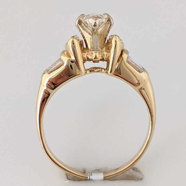 14k 1.20 CARAT TOTAL WEIGHT SI1 H DIAMOND MARQUISE (3) BAGUETTES (6) ESTATE RING 3.8 GRAMS