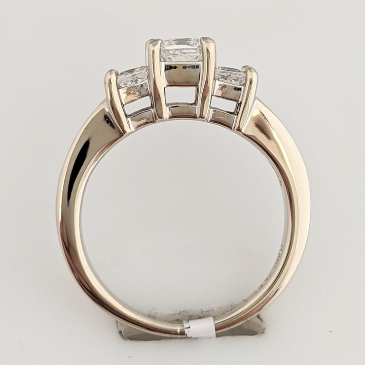 14K WHITE 1.08 CARAT TOTAL WEIGHT SI1 H DIAMOND PRINCESS CUT (9) TRINITY ESTATE RING 3.5 GRAMS