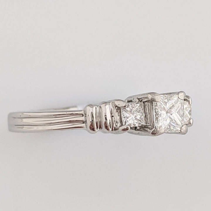 PLATINUM .58 CARAT TOTAL WEIGHT VS1 G DIAMOND PRINCESS CUT (3) ESTATE RING 5.2 GRAMS