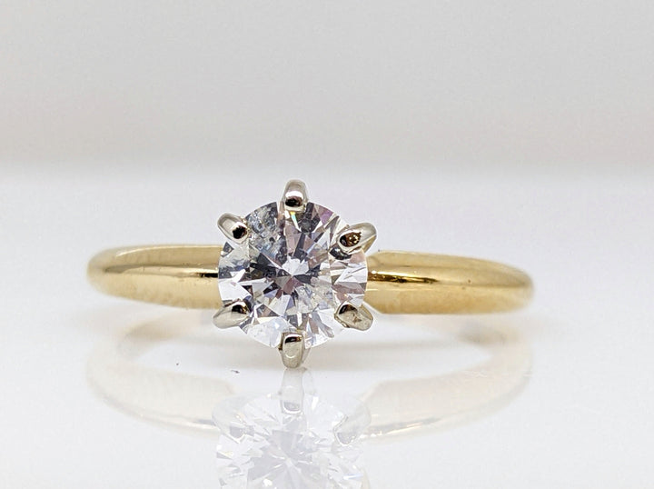 14K .50 CARAT TOTAL I1 F DIAMOND ROUND ESTATE SOLITAIRE RING 1.6 GRAMS