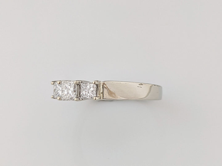 14K WHITE .38 CARAT TOTAL WEIGHT I1 H-I DIAMOND PRINCESS CUT (3) TRINITY ESTATE RING 2.8 GRAMS