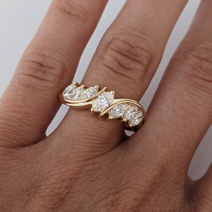 14K 1.01 CARAT TOTAL WEIGHT SI I (7) MARQUISE DIAMOND ESTATE BAND 5.4 GRAMS