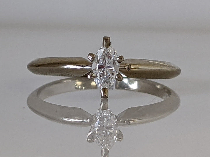 14K WHITE .26 CARAT TOTAL SI2 I DIAMOND MARQUISE SOLITAIRE ESTATE RING 1.9 GRAMS