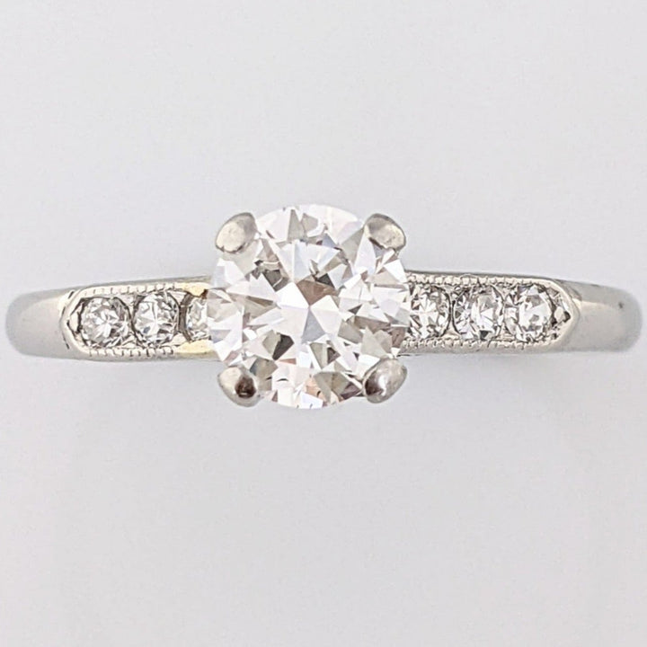 PLATINUM .75 CARAT TOTAL WEIGHT SI1 G DIAMOND ROUND (7) ESTATE RING 2.9 GRAMS