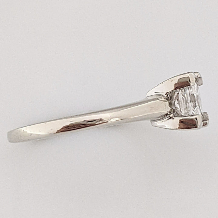 14K WHITE .71 CARAT TOTAL I1 E DIAMOND EMERALD CUT ESTATE RING 3.1 GRAMS