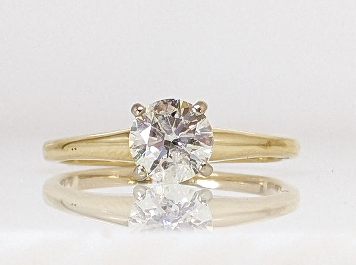 14K 1.02 CARAT TOTAL SI2 K ROUND ESTATE SOLITAIRE RING 3.2 GRAMS