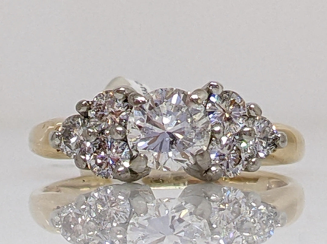 14K 1.00 CARAT TOTAL WEIGHT I1 F DIAMOND ROUND (7) ESTATE RING 3.8 GRAMS