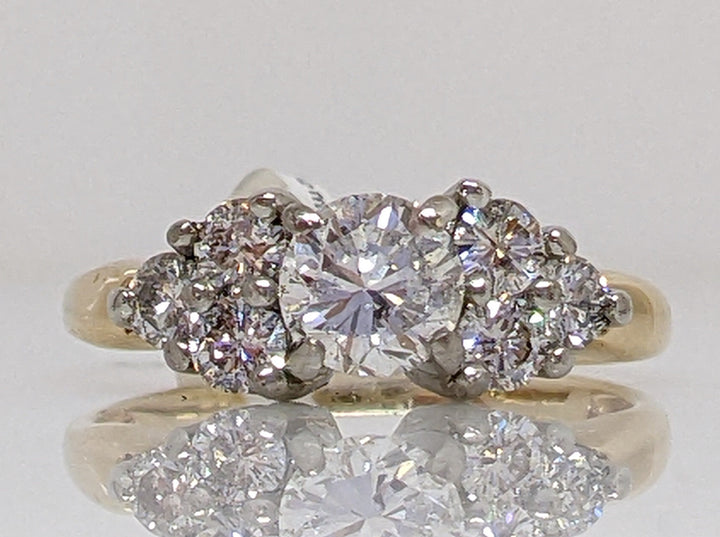 14K 1.00 CARAT TOTAL WEIGHT I1 F DIAMOND ROUND (7) ESTATE RING 3.8 GRAMS