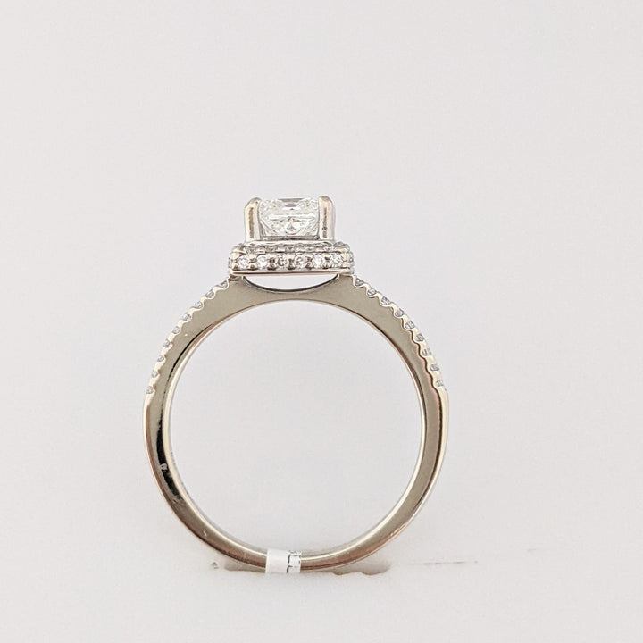 14K WHITE GOLD 1.00 CARAT TOTAL WEIGHT VS2 G DIAMOND PRINCESS CUT HALO ESTATE RING 2.6 GRAMS