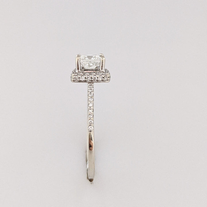 14K WHITE GOLD 1.00 CARAT TOTAL WEIGHT VS2 G DIAMOND PRINCESS CUT HALO ESTATE RING 2.6 GRAMS