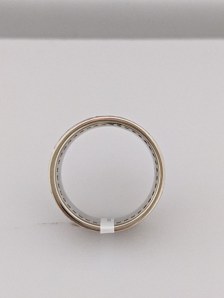 14K WHITE .72 CARAT TOTAL WEIGHT SI2 H ROUND DIAMOND (90) 9MM ETCHED ESTATE BAND 9.3 GRAMS