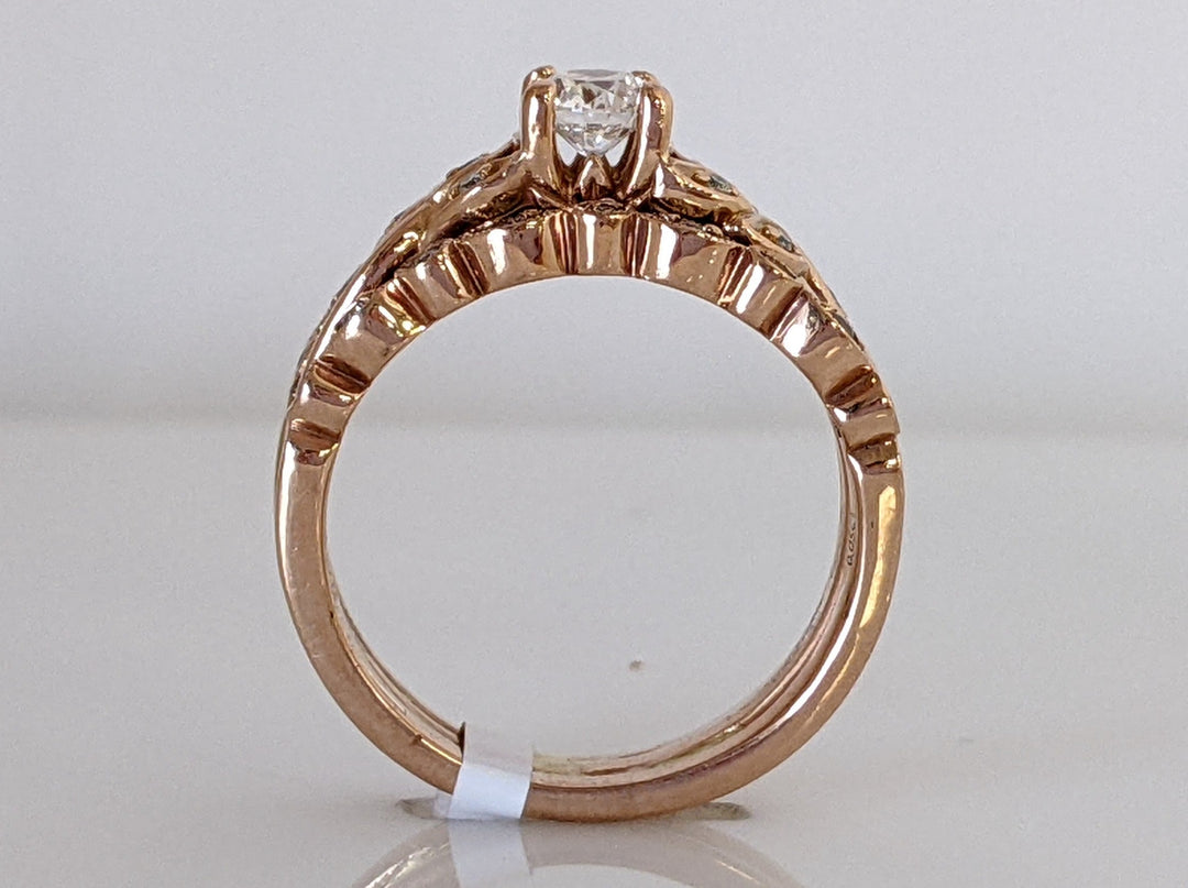 14K ROSE GOLD VS1 H DIAMOND ROUND (25) 3-RING ESTATE SET 6.0 GRAMS