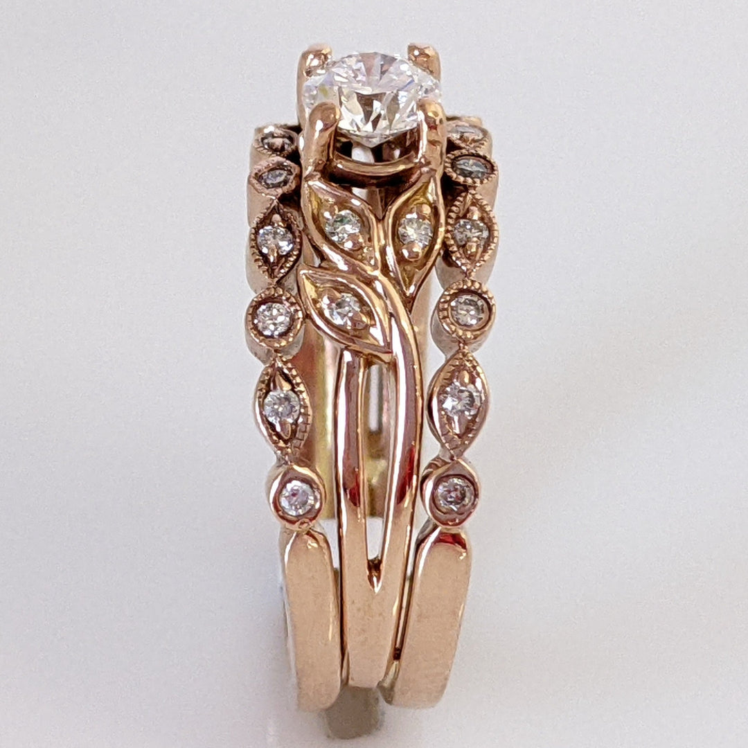 14K ROSE GOLD VS1 H DIAMOND ROUND (25) 3-RING ESTATE SET 6.0 GRAMS