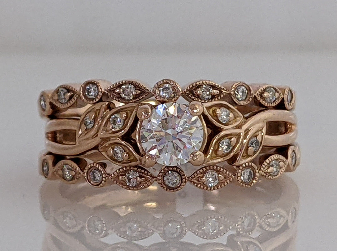 14K ROSE GOLD VS1 H DIAMOND ROUND (25) 3-RING ESTATE SET 6.0 GRAMS