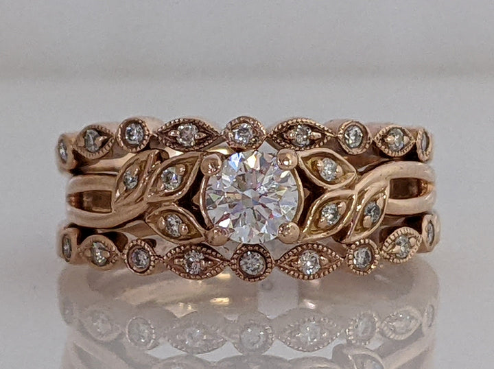 14K ROSE GOLD VS1 H DIAMOND ROUND (25) 3-RING ESTATE SET 6.0 GRAMS