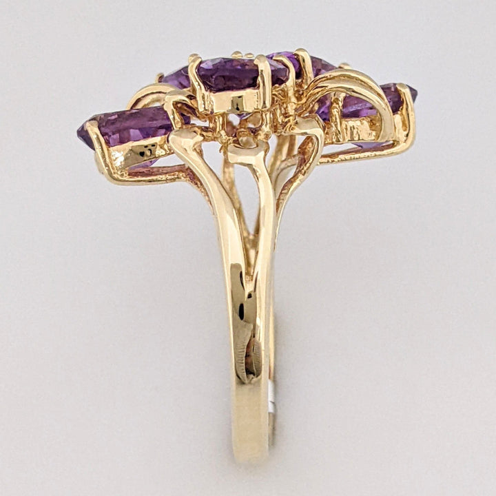 10K AMETHYST OVAL (5) 5X7 CLUSTER ESTATE RING 4.1 GRAMS