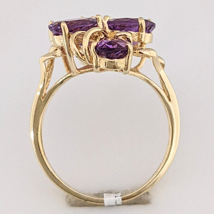 10K AMETHYST OVAL (5) 5X7 CLUSTER ESTATE RING 4.1 GRAMS