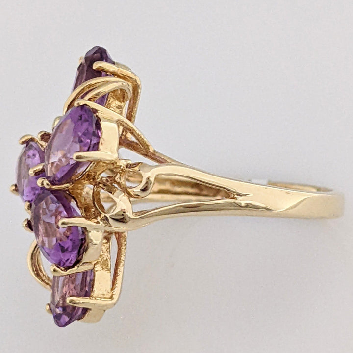 10K AMETHYST OVAL (5) 5X7 CLUSTER ESTATE RING 4.1 GRAMS