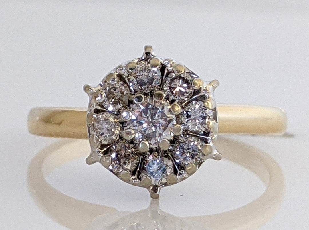 14K .43 CARAT TOTAL WEIGHT I1 H DIAMOND ROUND (9) ESTATE CLUSTER 3.1 GRAMS