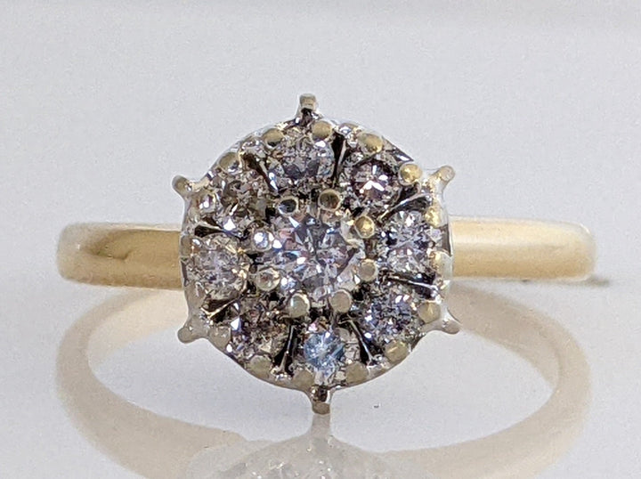 14K .43 CARAT TOTAL WEIGHT I1 H DIAMOND ROUND (9) ESTATE CLUSTER 3.1 GRAMS