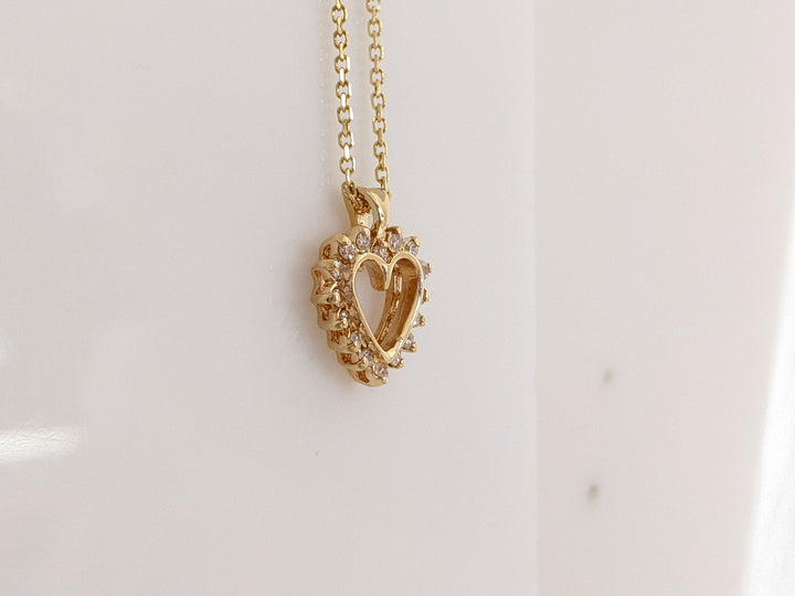 14K .24 CARAT TOTAL WEIGHT SI1 H DIAMOND ROUND (16) ESTATE PENDANT & CHAIN 3.6 GRAMS