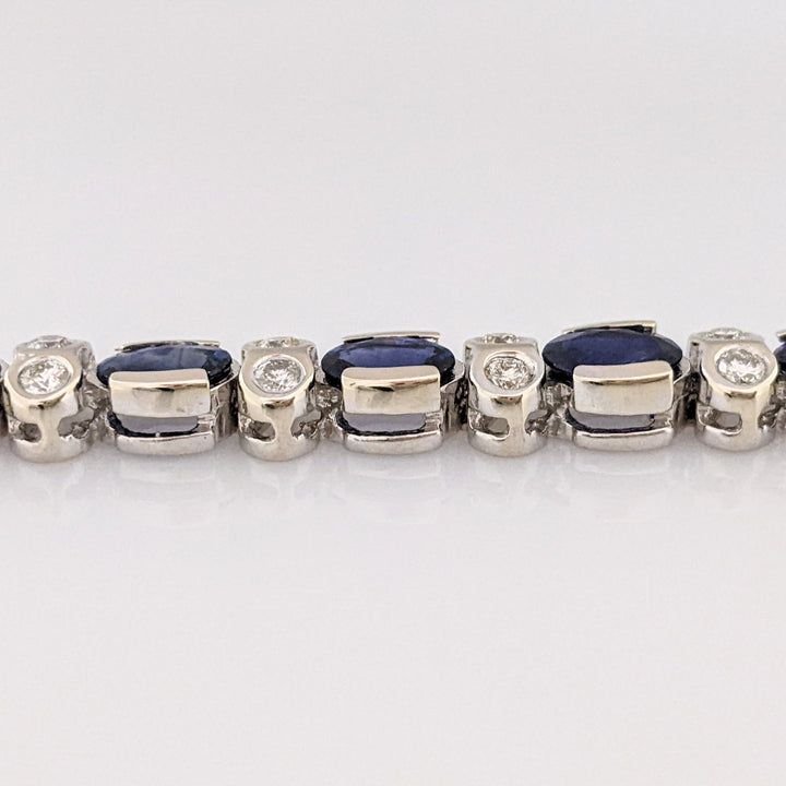 14K WHITE SAPPHIRE "AA" OVAL 5X7 (16) WITH 1.92 DIAMOND TOTAL WEIGHT ESTATE BRACELET 22.7 GRAMS