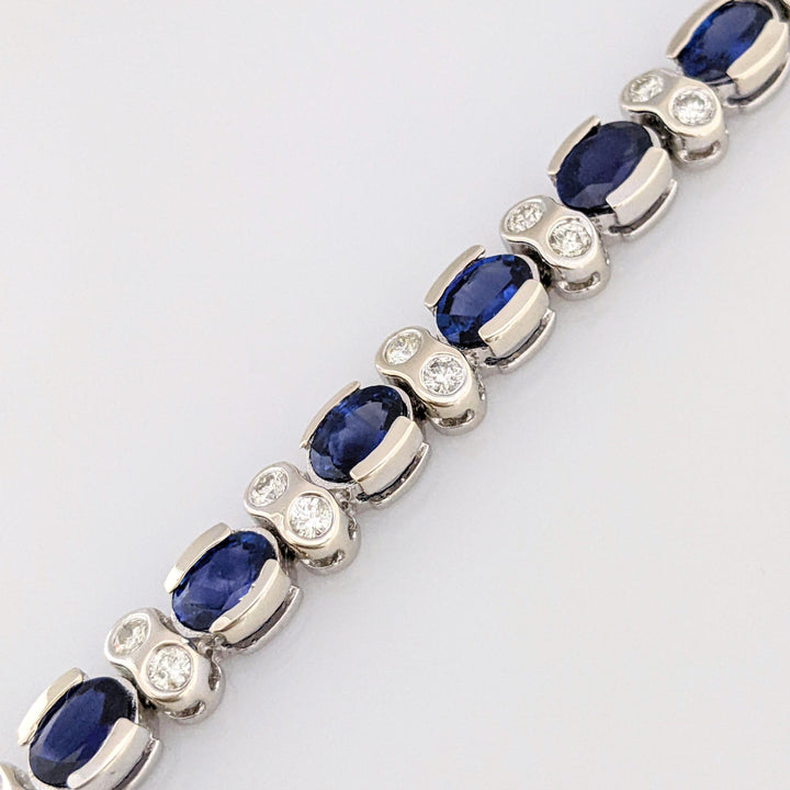 14K WHITE SAPPHIRE "AA" OVAL 5X7 (16) WITH 1.92 DIAMOND TOTAL WEIGHT ESTATE BRACELET 22.7 GRAMS