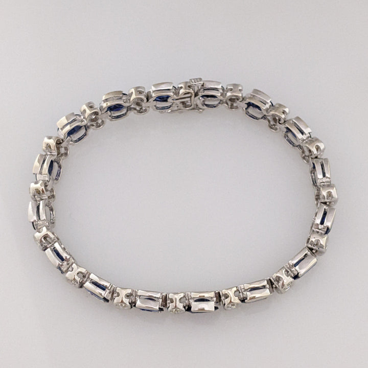 14K WHITE SAPPHIRE "AA" OVAL 5X7 (16) WITH 1.92 DIAMOND TOTAL WEIGHT ESTATE BRACELET 22.7 GRAMS