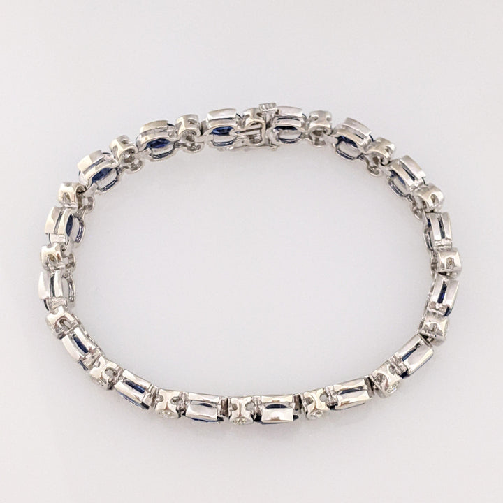 14K WHITE SAPPHIRE "AA" OVAL 5X7 (16) WITH 1.92 DIAMOND TOTAL WEIGHT ESTATE BRACELET 22.7 GRAMS
