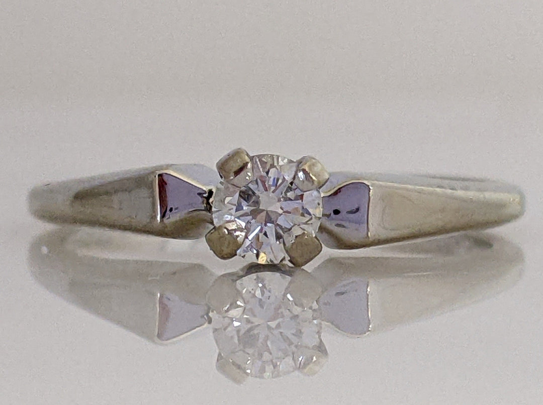 14K WHITE .20 CARAT TOTAL VS1 G DIAMOND ROUND ESTATE SOLITAIRE RING 2.1 GRAMS