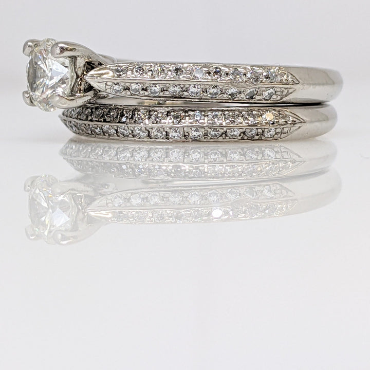 PALLADIUM .83 CARAT TOTAL WEIGHT I1 H DIAMOND ROUND (81) ESTATE RING/BAND SET 5.9 GRAMS