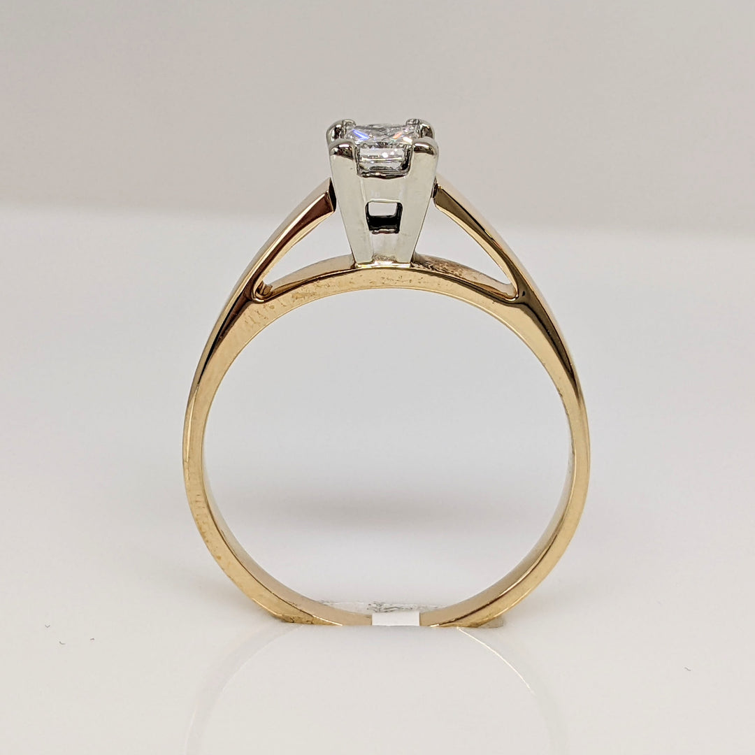 14K .32 CARAT TOTAL SI2 G DIAMOND PRINCESS CUT RAISED SHANK SOLITAIRE ESTATE RING 3.0 GRAMS