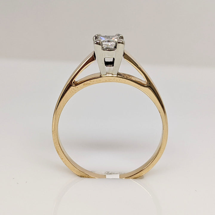 14K .32 CARAT TOTAL SI2 G DIAMOND PRINCESS CUT RAISED SHANK SOLITAIRE ESTATE RING 3.0 GRAMS